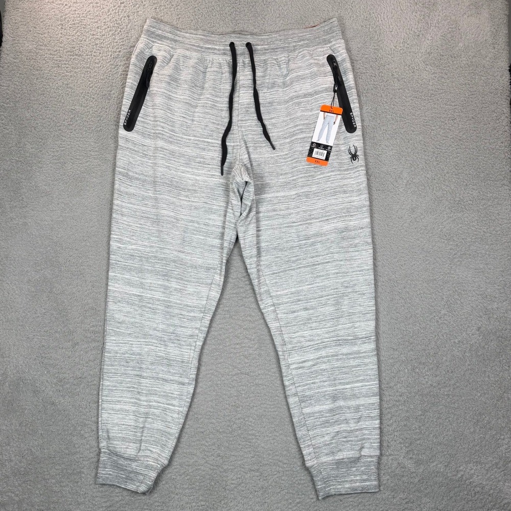 Spyder Active Mens Burnt Charcoal Striated Joggers Tapered Leg Grey XXL NWT